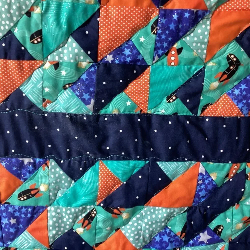 NWT  Baby/Children’s “ToThe Moon” Hand Crafted Quilt and Mini Quilt